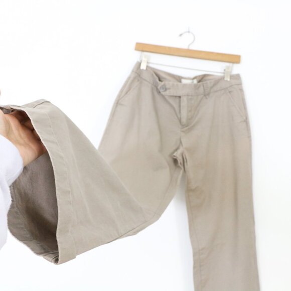 *Old Navy Khaki Wide Leg Mid Rise Pant - Picture 1 of 7
